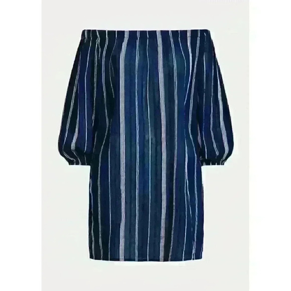 NEW! Lauren Ralph Lauren Women's L Striped Off-the-Shoulder Dress Cover NWT $114 - Picture 2 of 2